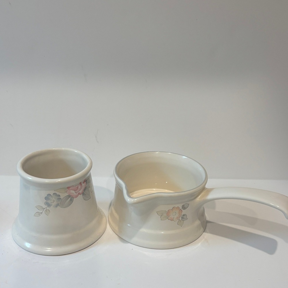 Pfaltzgraff Remembrance Creamer and Sugar Bowl Set Vintage Floral Stoneware USA